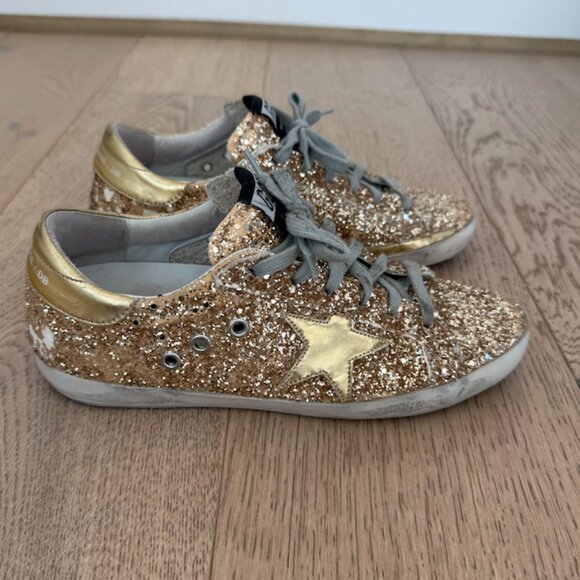 Golden Goose Superstar Low-Top Gold Glitter Sneaker 38 - Picture 2 of 10